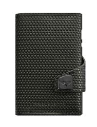 Carbon Fiber Leather Wallet CLICK & SLIDE by TRU VIRTUÂ® (Color: Diagonal Carbon Black/Black)