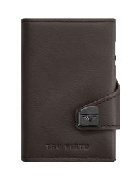Nappa Leather Wallet CLICK & SLIDE by TRU VIRTUÂ® (Color: Nappa Brown/Silver)